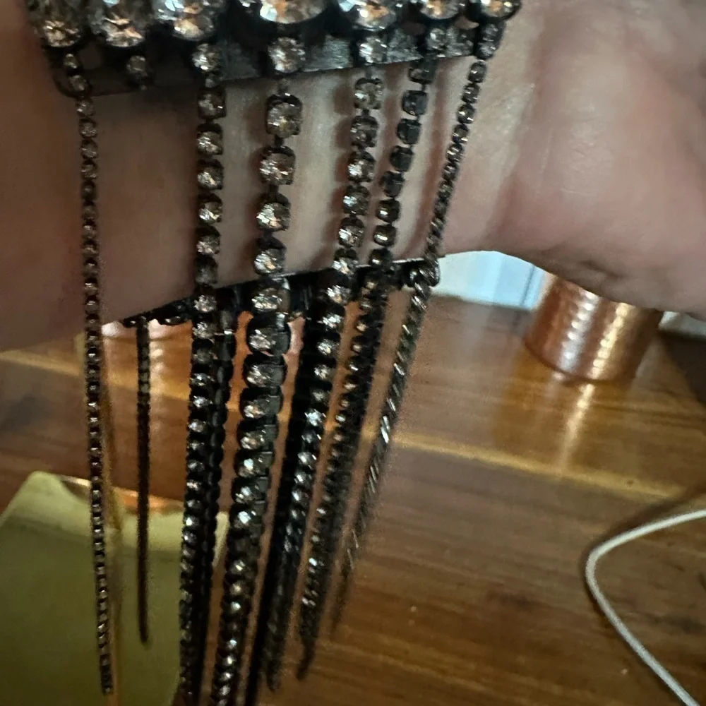 Elegant Black and Silver Crystal Bracelet by designer Erickson Beamon